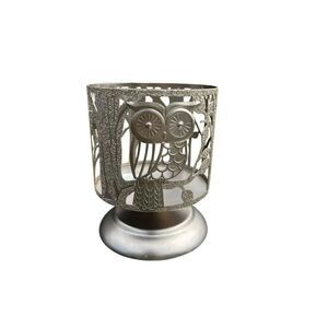 BATH & BODY WORKS GLITTER OWL IN THE WOODS 3 WICK PEDESTAL CANDLE HOLDER